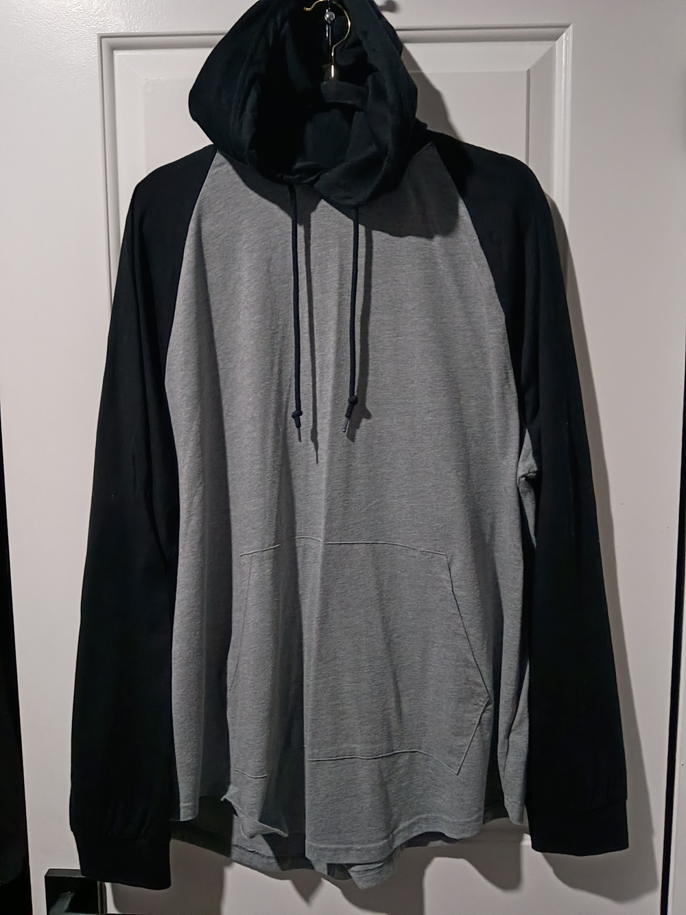 Original Use Gray Body with Black Hooded Raglan Pullover XXL